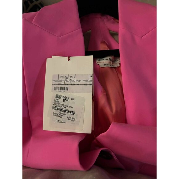 NWT $4K Alexander McQueen Slashed Single-Breasted Blazer Jacket Pink Size 4 - Picture 6 of 6